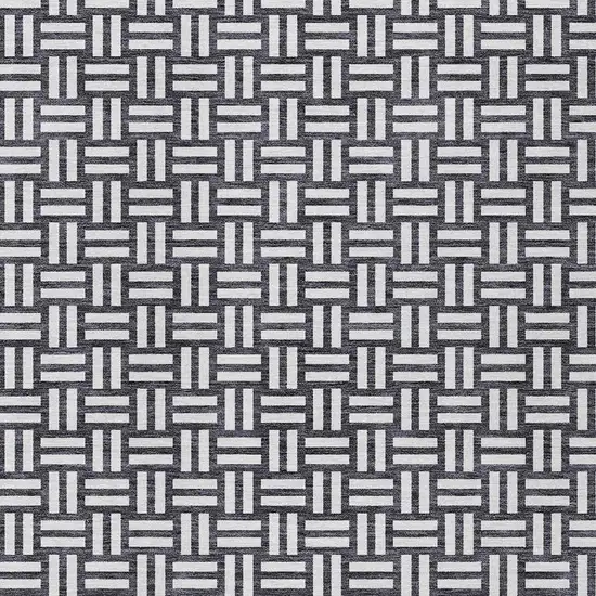 Black And Ivory Geometric Washable Indoor Outdoor Area Rug Photo 6