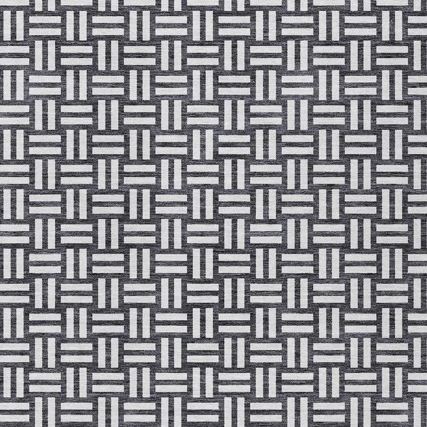 Black And Ivory Geometric Washable Indoor Outdoor Area Rug Photo 6