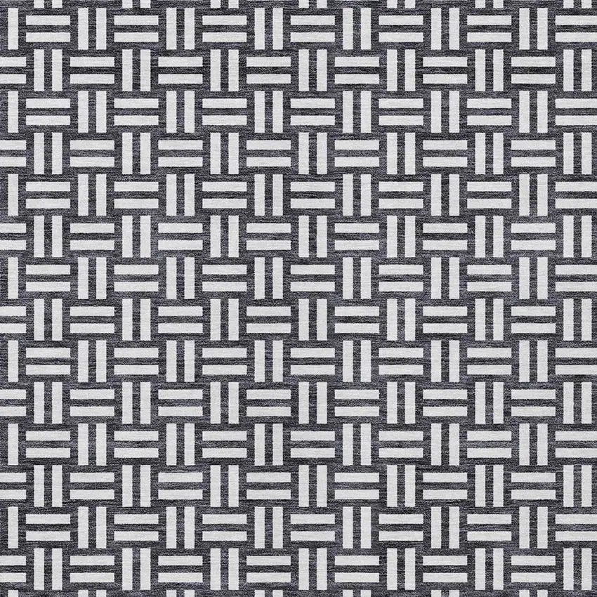 Black And Ivory Geometric Washable Indoor Outdoor Area Rug Photo 6