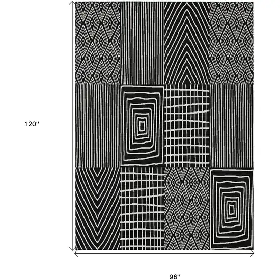 Black And Ivory Geometric Washable Indoor Outdoor Area Rug Photo 3