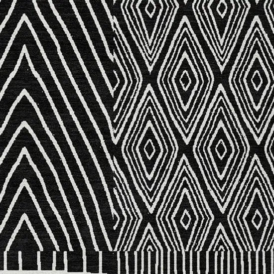 Black And Ivory Geometric Washable Indoor Outdoor Area Rug Photo 6
