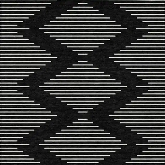 Black And Ivory Geometric Washable Indoor Outdoor Area Rug Photo 7
