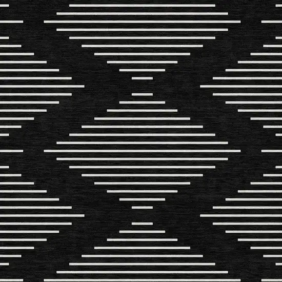 Black And Ivory Geometric Washable Indoor Outdoor Area Rug Photo 6