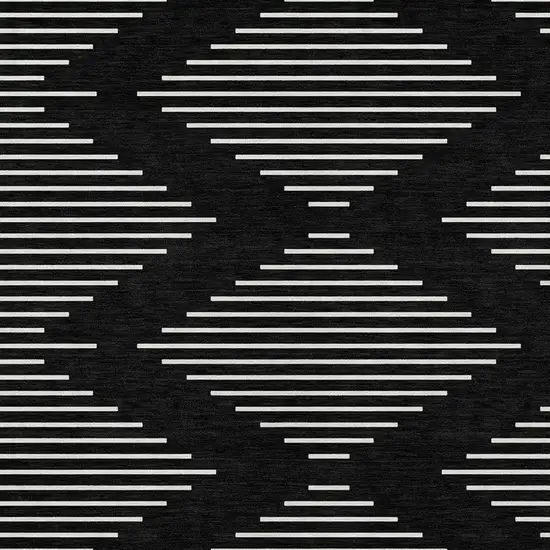 Black And Ivory Geometric Washable Indoor Outdoor Area Rug Photo 6