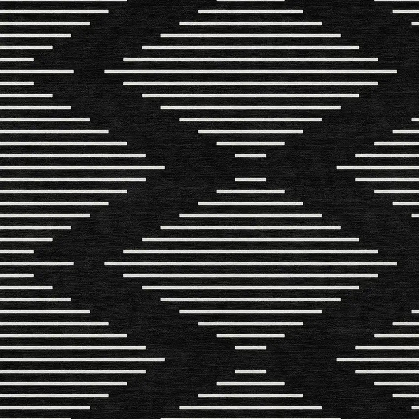 Black And Ivory Geometric Washable Indoor Outdoor Area Rug Photo 6