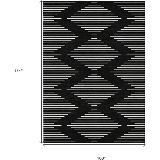 Black And Ivory Geometric Washable Indoor Outdoor Area Rug Photo 3