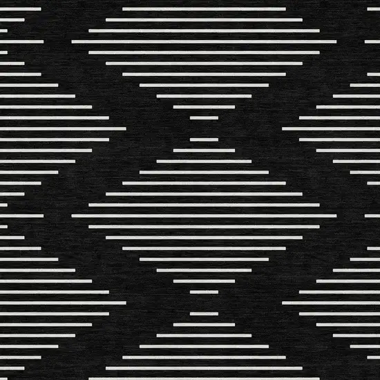 Black And Ivory Geometric Washable Indoor Outdoor Area Rug Photo 6