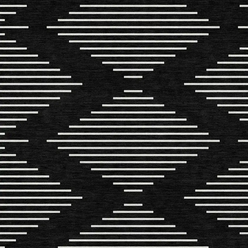 Black And Ivory Geometric Washable Indoor Outdoor Area Rug Photo 6