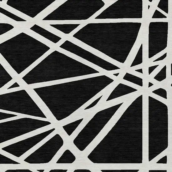 Black And Ivory Geometric Washable Indoor Outdoor Area Rug Photo 6