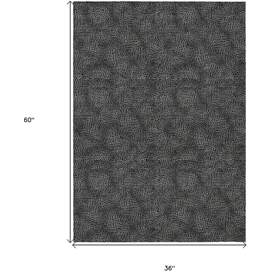 Black And Ivory Geometric Washable Indoor Outdoor Area Rug Photo 7