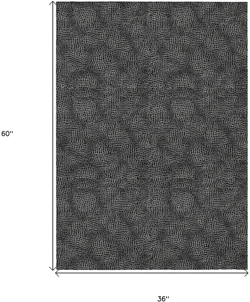 Black And Ivory Geometric Washable Indoor Outdoor Area Rug Photo 7