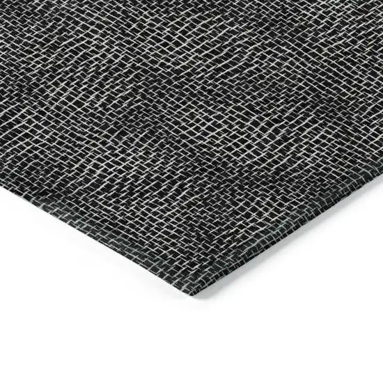 Black And Ivory Geometric Washable Indoor Outdoor Area Rug Photo 4
