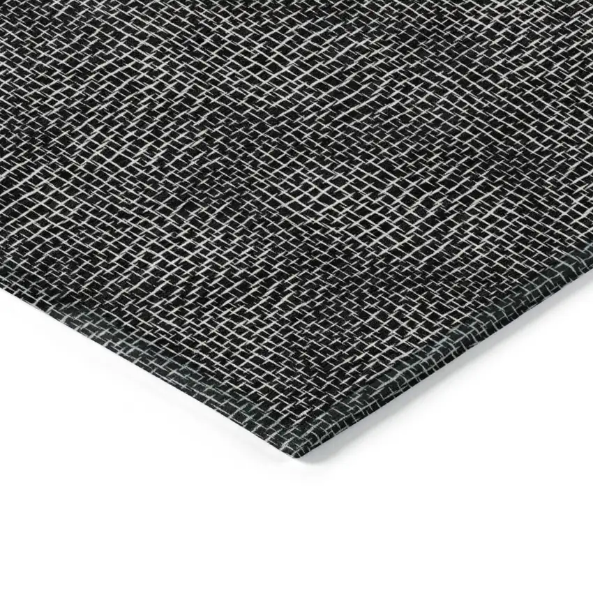 Black And Ivory Geometric Washable Indoor Outdoor Area Rug Photo 4