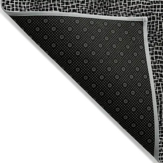 Black And Ivory Geometric Washable Indoor Outdoor Area Rug Photo 3