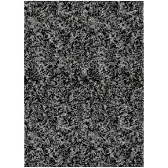 Black And Ivory Geometric Washable Indoor Outdoor Area Rug Photo 2