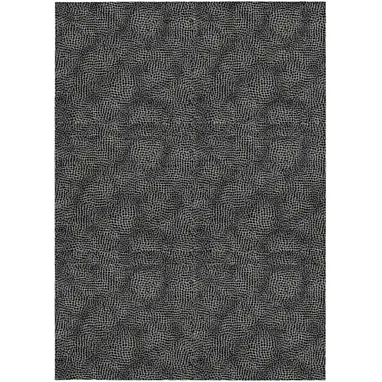 Black And Ivory Geometric Washable Indoor Outdoor Area Rug Photo 5