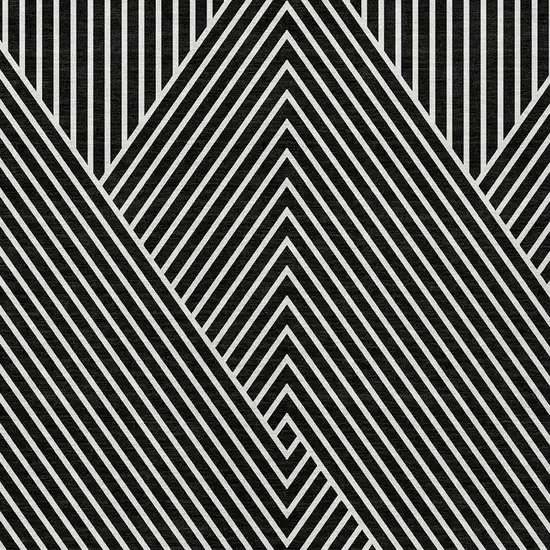 Black And Ivory Geometric Washable Indoor Outdoor Area Rug Photo 5