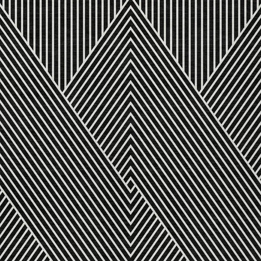 Black And Ivory Geometric Washable Indoor Outdoor Area Rug Photo 7