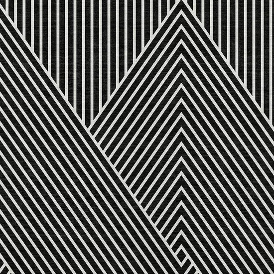 Black And Ivory Geometric Washable Indoor Outdoor Area Rug Photo 5