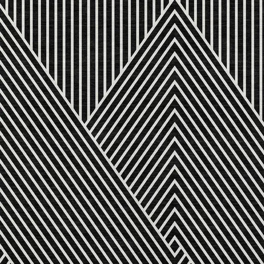 Black And Ivory Geometric Washable Indoor Outdoor Area Rug Photo 5