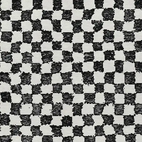 Black And Ivory Geometric Washable Indoor Outdoor Area Rug Photo 4