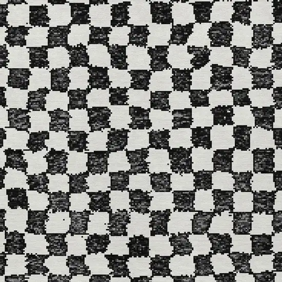 Black And Ivory Geometric Washable Indoor Outdoor Area Rug Photo 4
