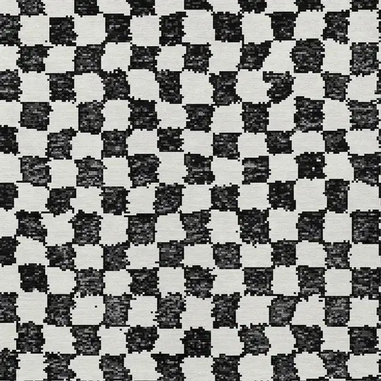 Black And Ivory Geometric Washable Indoor Outdoor Area Rug Photo 4