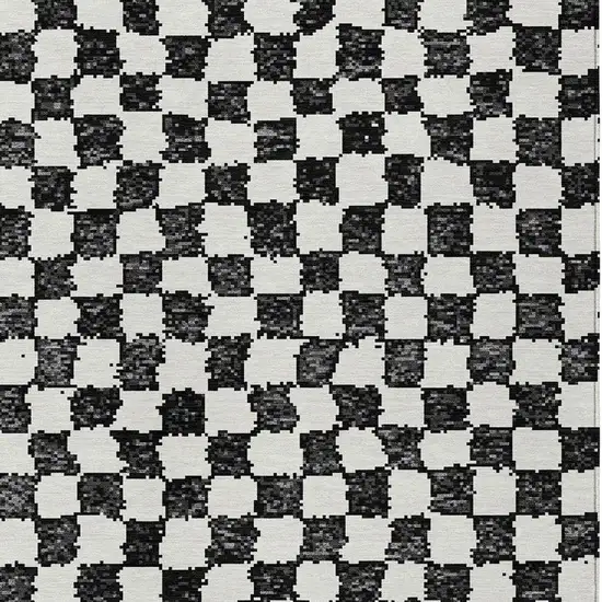 Black And Ivory Geometric Washable Indoor Outdoor Area Rug Photo 3