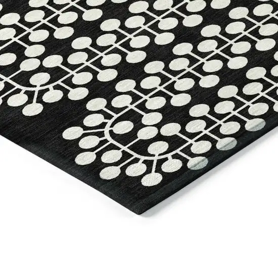 Black And Ivory Geometric Washable Indoor Outdoor Area Rug Photo 5