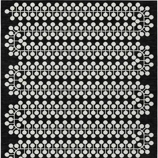 Black And Ivory Geometric Washable Indoor Outdoor Area Rug Photo 4