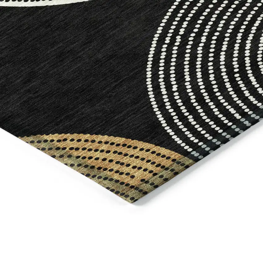 Black And Ivory Geometric Washable Indoor Outdoor Area Rug Photo 6