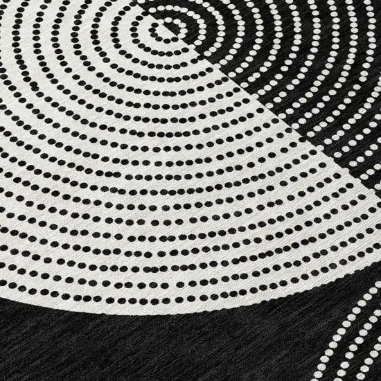 Black And Ivory Geometric Washable Indoor Outdoor Area Rug Photo 9
