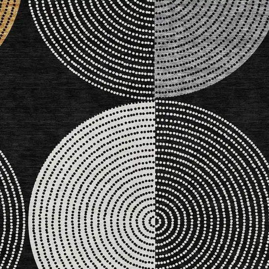Black And Ivory Geometric Washable Indoor Outdoor Area Rug Photo 9