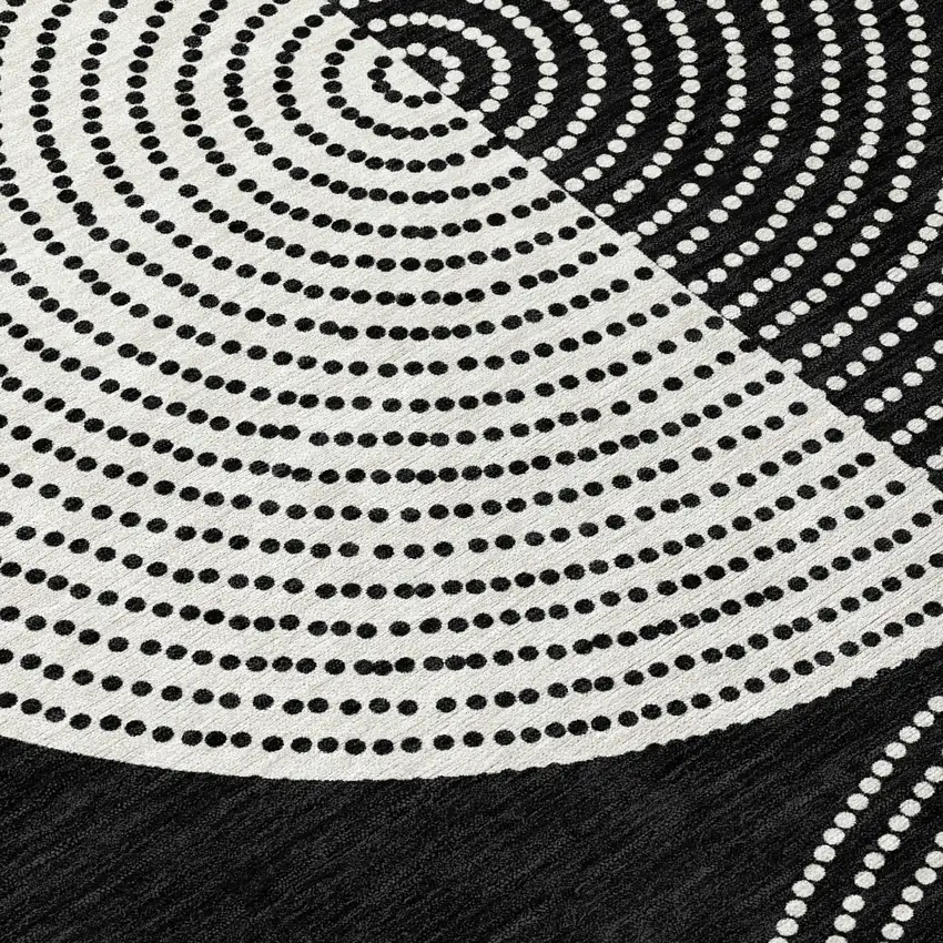 Black And Ivory Geometric Washable Indoor Outdoor Area Rug Photo 8