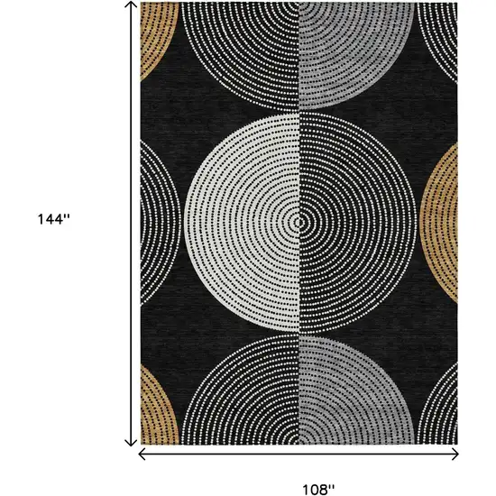 Black And Ivory Geometric Washable Indoor Outdoor Area Rug Photo 3