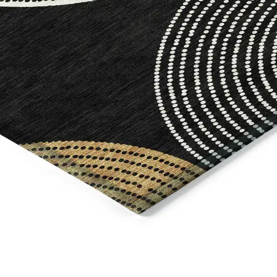 Black And Ivory Geometric Washable Indoor Outdoor Area Rug Photo 4