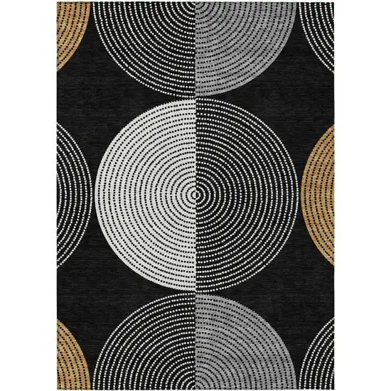 Black And Ivory Geometric Washable Indoor Outdoor Area Rug Photo 2