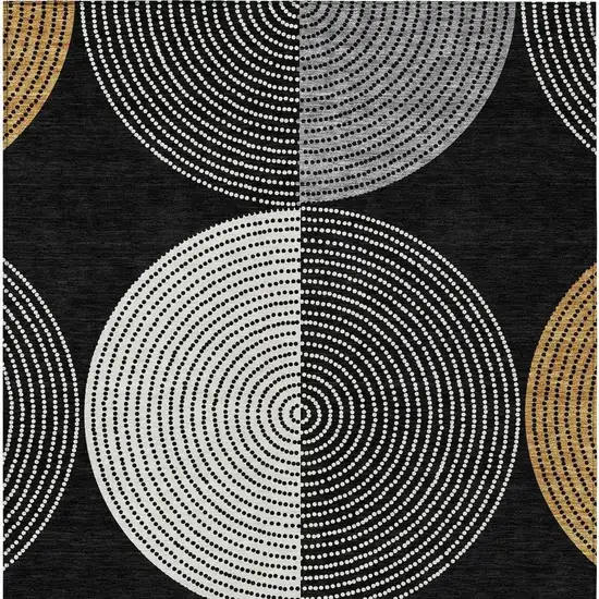 Black And Ivory Geometric Washable Indoor Outdoor Area Rug Photo 5