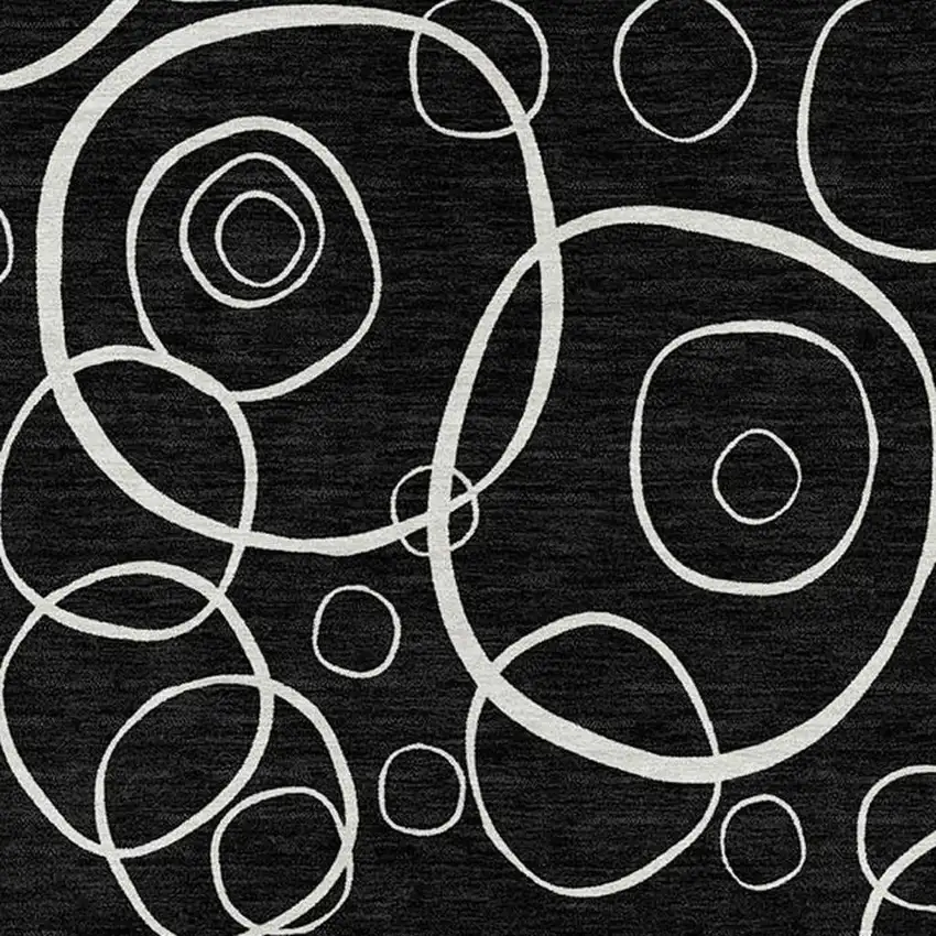 Black And Ivory Geometric Washable Indoor Outdoor Area Rug Photo 3