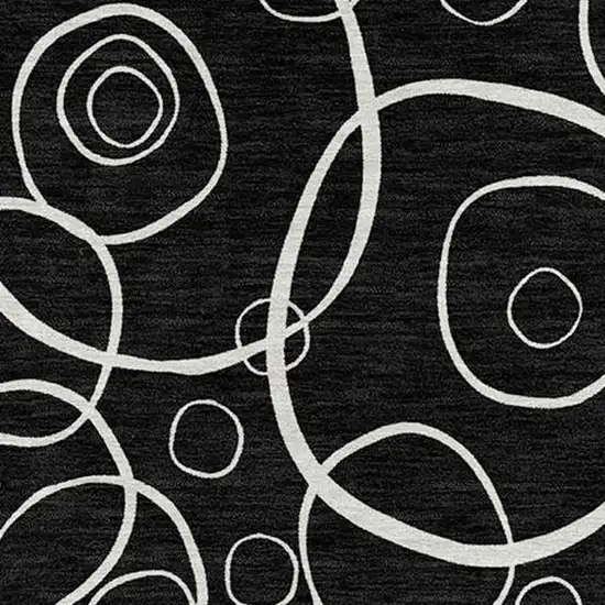 Black And Ivory Geometric Washable Indoor Outdoor Area Rug Photo 2