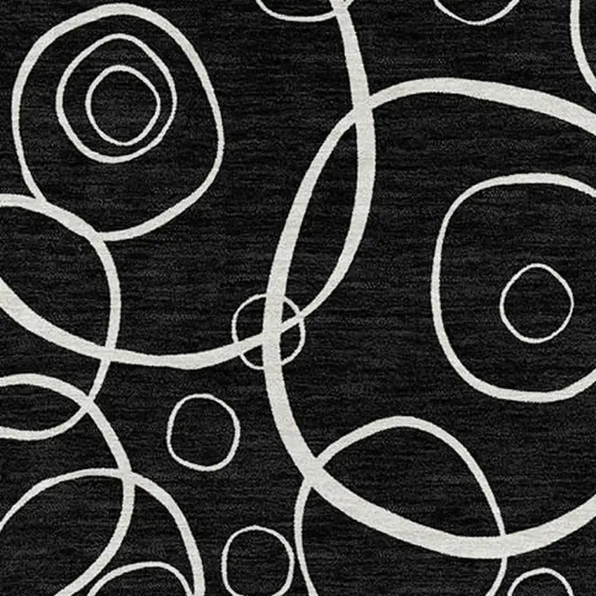 Black And Ivory Geometric Washable Indoor Outdoor Area Rug Photo 2