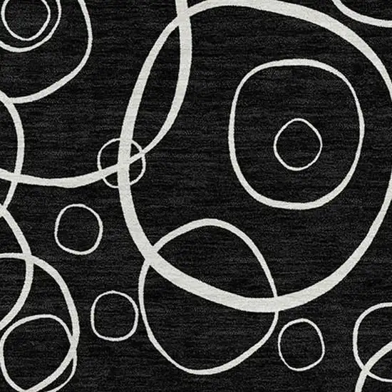 Black And Ivory Geometric Washable Indoor Outdoor Area Rug Photo 2