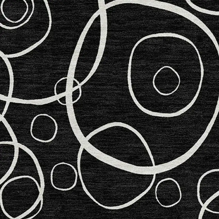 Black And Ivory Geometric Washable Indoor Outdoor Area Rug Photo 2