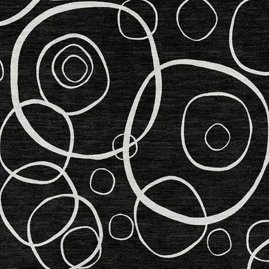 Black And Ivory Geometric Washable Indoor Outdoor Area Rug Photo 3