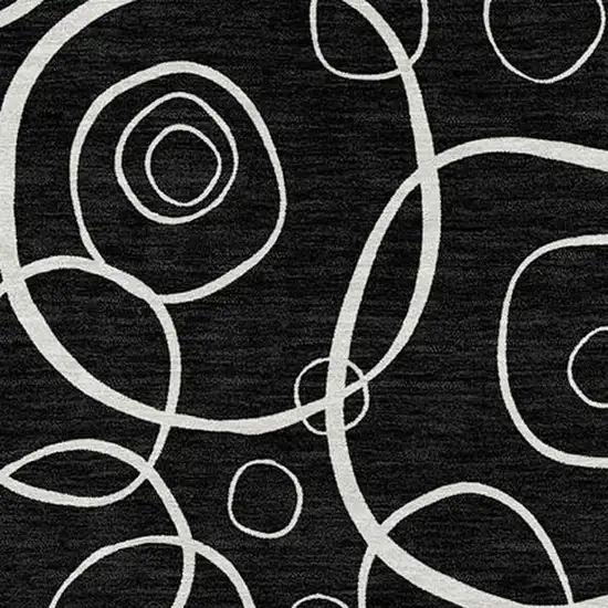 Black And Ivory Geometric Washable Indoor Outdoor Area Rug Photo 2