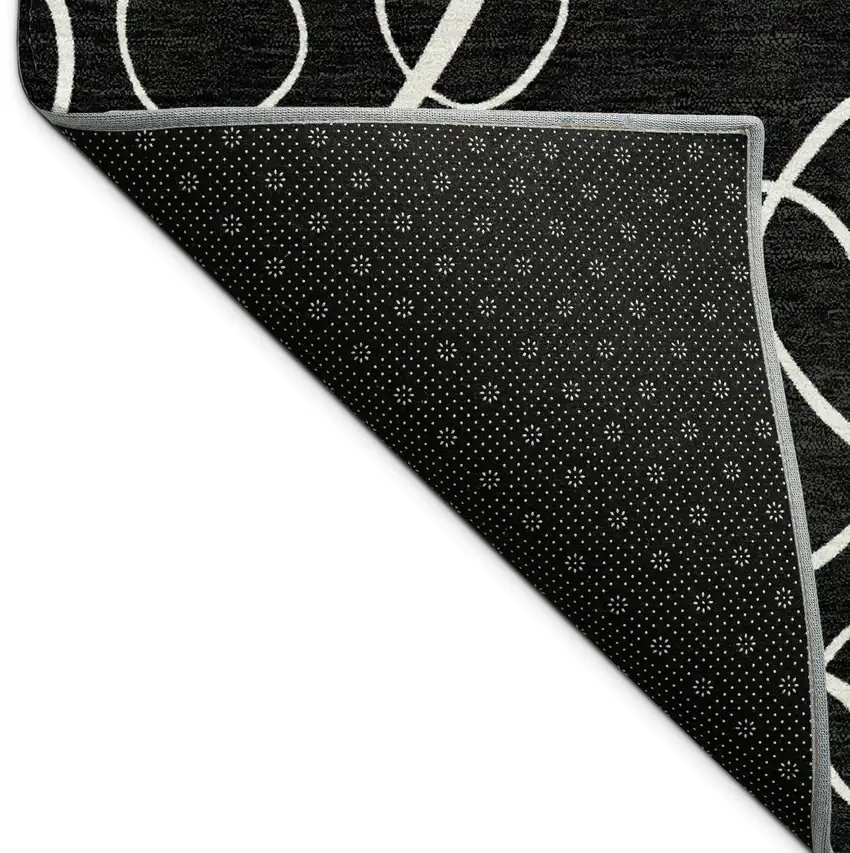 Black And Ivory Geometric Washable Indoor Outdoor Area Rug Photo 9