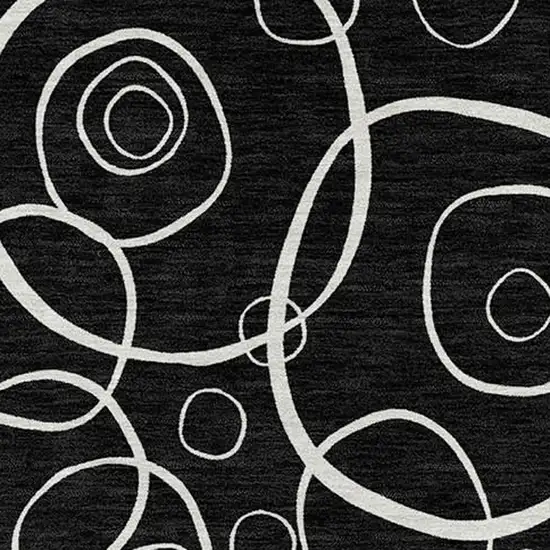 Black And Ivory Geometric Washable Indoor Outdoor Area Rug Photo 2