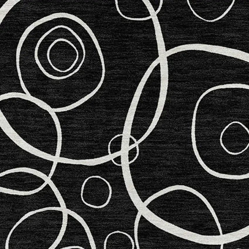 Black And Ivory Geometric Washable Indoor Outdoor Area Rug Photo 2