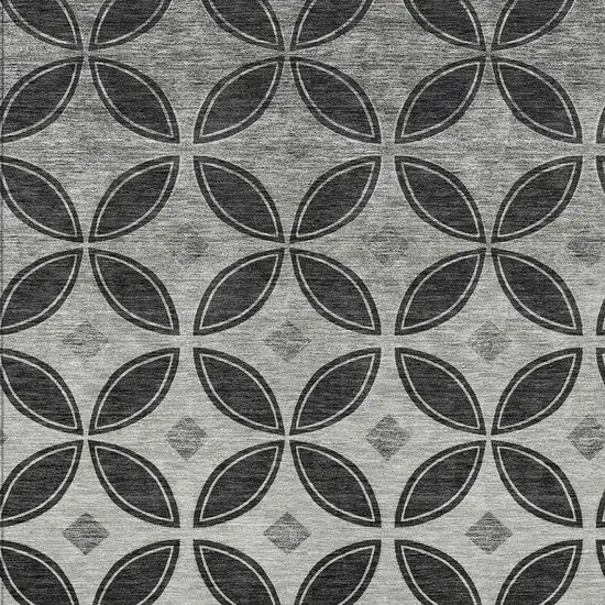 Black And Ivory Geometric Washable Indoor Outdoor Area Rug Photo 2