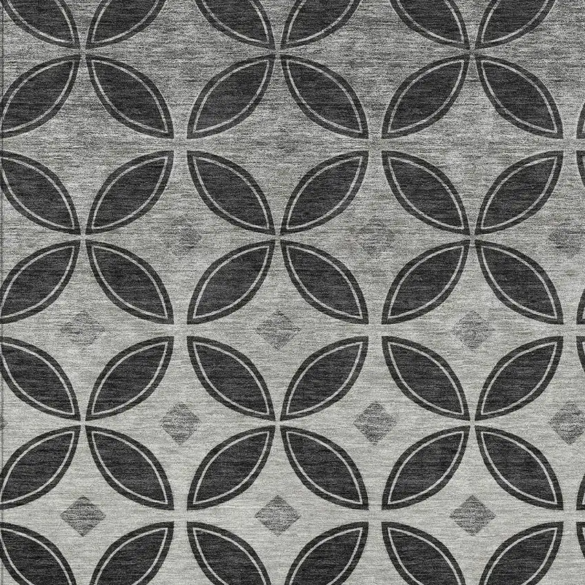 Black And Ivory Geometric Washable Indoor Outdoor Area Rug Photo 2